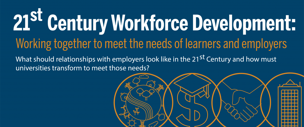 Graphic for 21st Century Workforce Development: Working together to meet the needs of learners and employers.