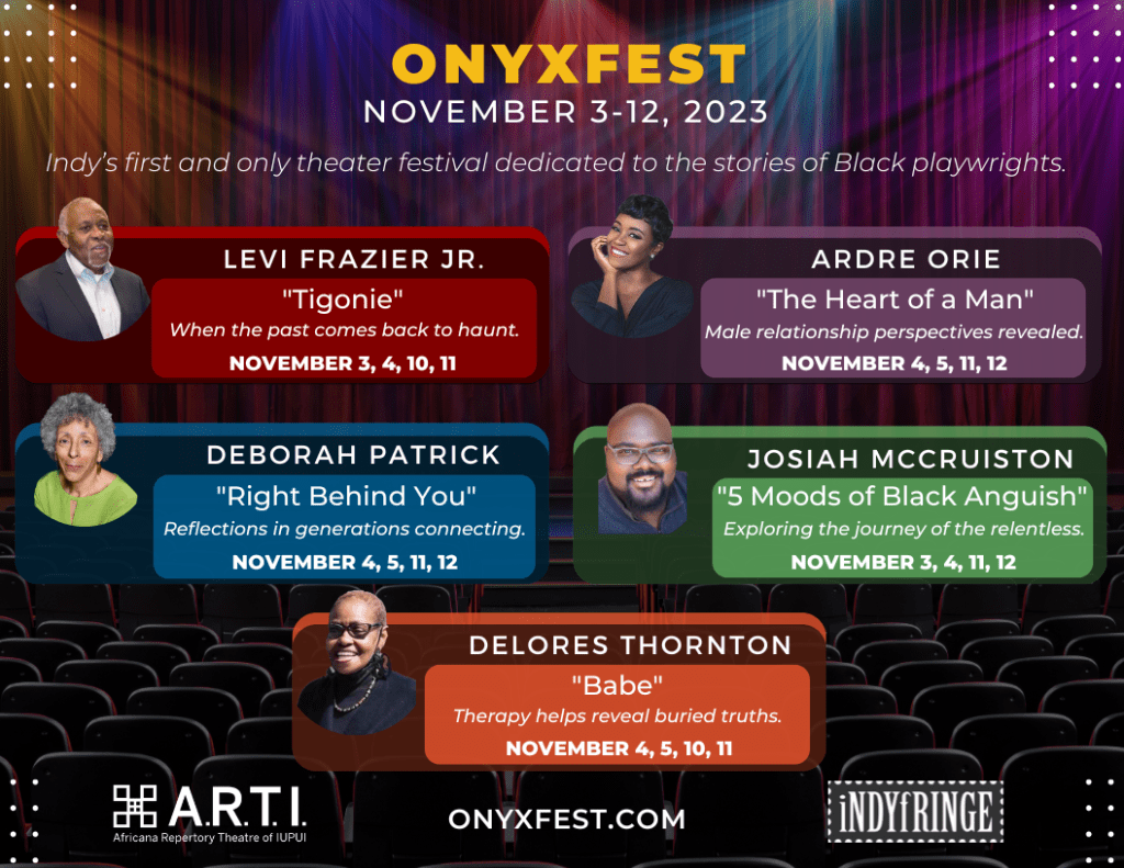 Graphic with information about the Onyxfest plays.