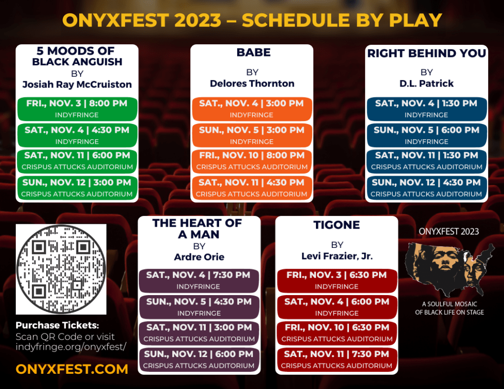 Graphic with schedule of Onyxfest plays by play. 