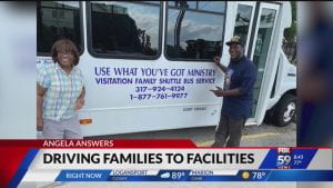 UWYGM featured on Fox 59 News (August 2021) in news story “Woman drives families to prisons, juvenile detention facilities.” (Left to right) Cecelia Whitfield, CEO and Founder of Use What You’ve Got Keeping Families Connected, Inc. Prison Ministry, ….